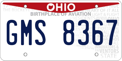 OH license plate GMS8367