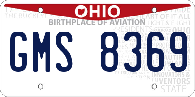 OH license plate GMS8369
