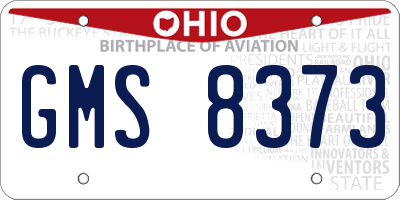 OH license plate GMS8373