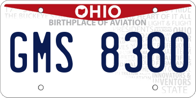 OH license plate GMS8380