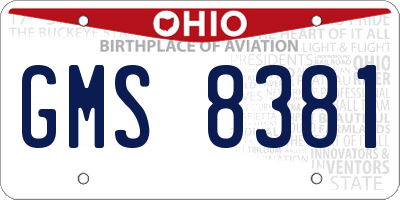 OH license plate GMS8381