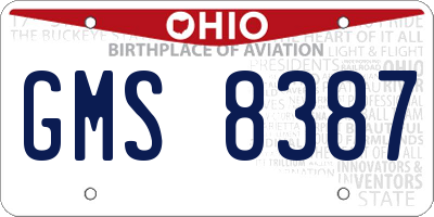 OH license plate GMS8387
