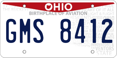 OH license plate GMS8412