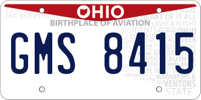 OH license plate GMS8415