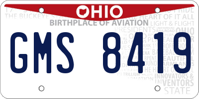 OH license plate GMS8419