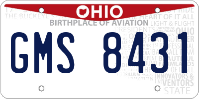 OH license plate GMS8431