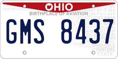OH license plate GMS8437