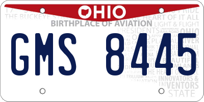 OH license plate GMS8445