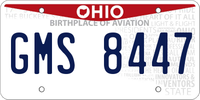 OH license plate GMS8447