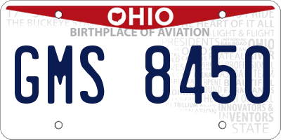 OH license plate GMS8450