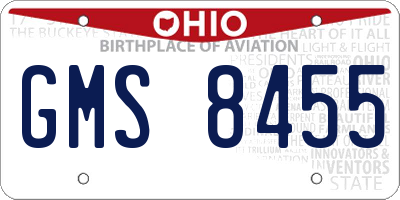 OH license plate GMS8455