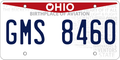 OH license plate GMS8460