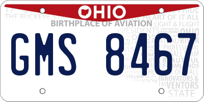 OH license plate GMS8467