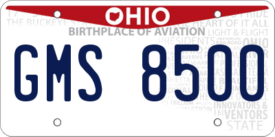 OH license plate GMS8500