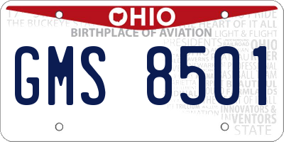 OH license plate GMS8501