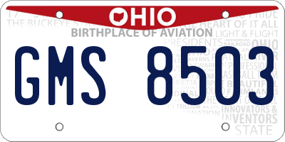 OH license plate GMS8503