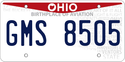 OH license plate GMS8505