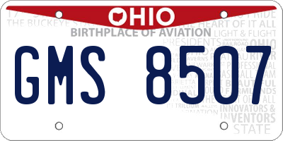 OH license plate GMS8507
