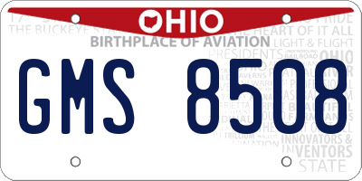 OH license plate GMS8508