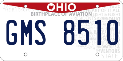 OH license plate GMS8510