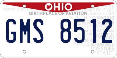 OH license plate GMS8512