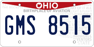 OH license plate GMS8515