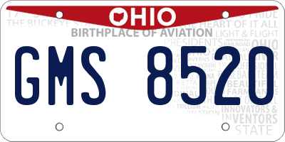 OH license plate GMS8520