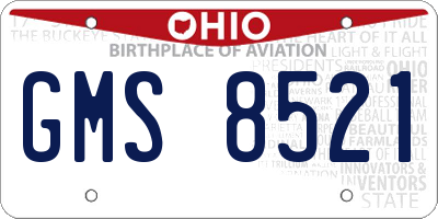 OH license plate GMS8521