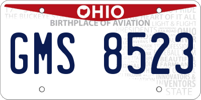 OH license plate GMS8523