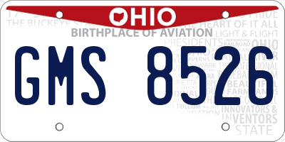 OH license plate GMS8526