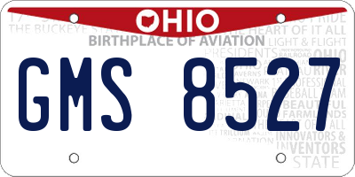 OH license plate GMS8527