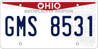 OH license plate GMS8531