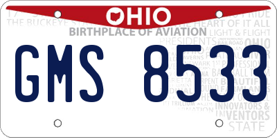 OH license plate GMS8533