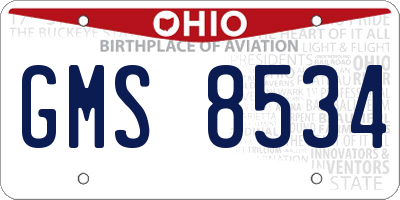 OH license plate GMS8534