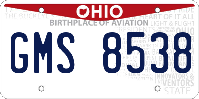 OH license plate GMS8538