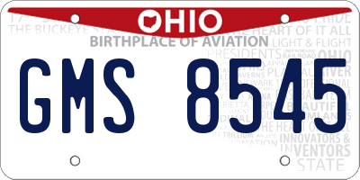 OH license plate GMS8545