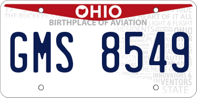 OH license plate GMS8549
