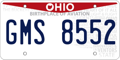 OH license plate GMS8552
