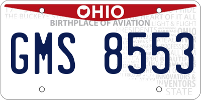 OH license plate GMS8553