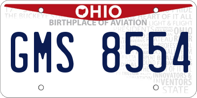 OH license plate GMS8554