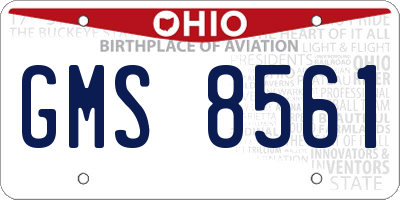 OH license plate GMS8561