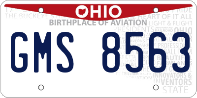 OH license plate GMS8563