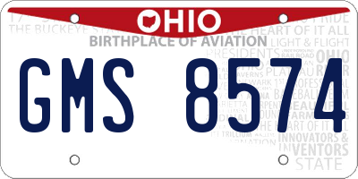 OH license plate GMS8574