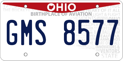 OH license plate GMS8577