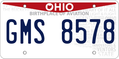 OH license plate GMS8578