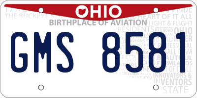 OH license plate GMS8581