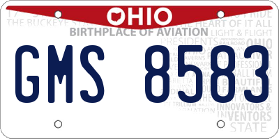 OH license plate GMS8583