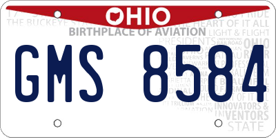 OH license plate GMS8584