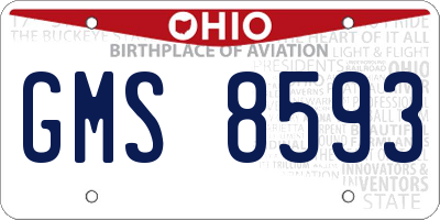 OH license plate GMS8593