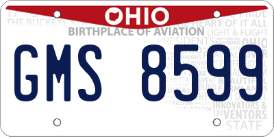 OH license plate GMS8599